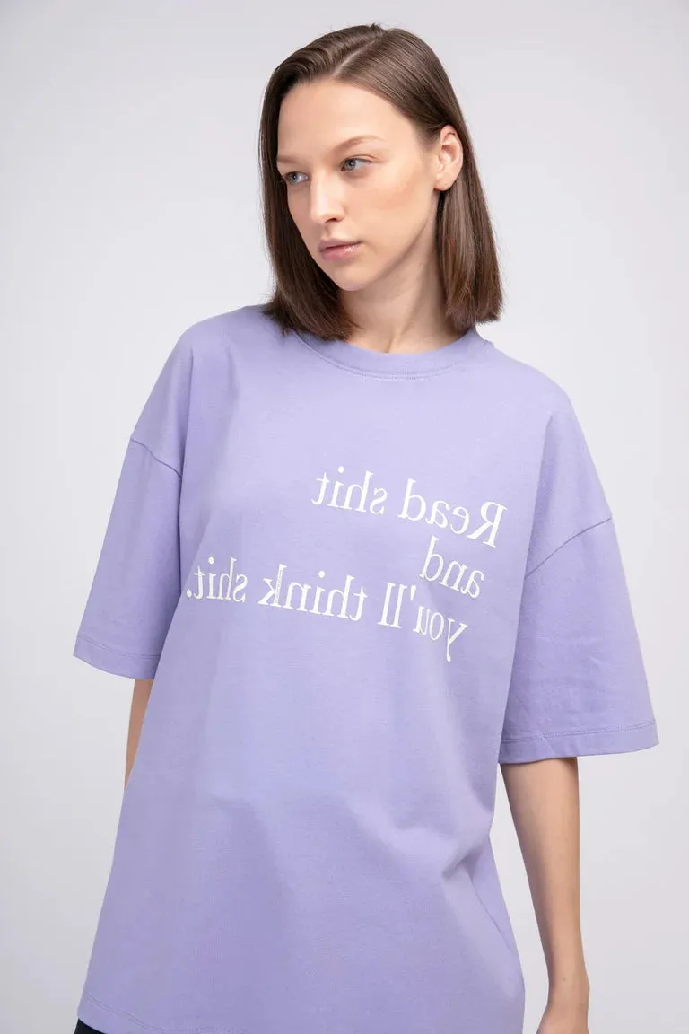 Read Shit / Oversized Long Tee • Purple sold by Matter Matters product image thumbnail 4