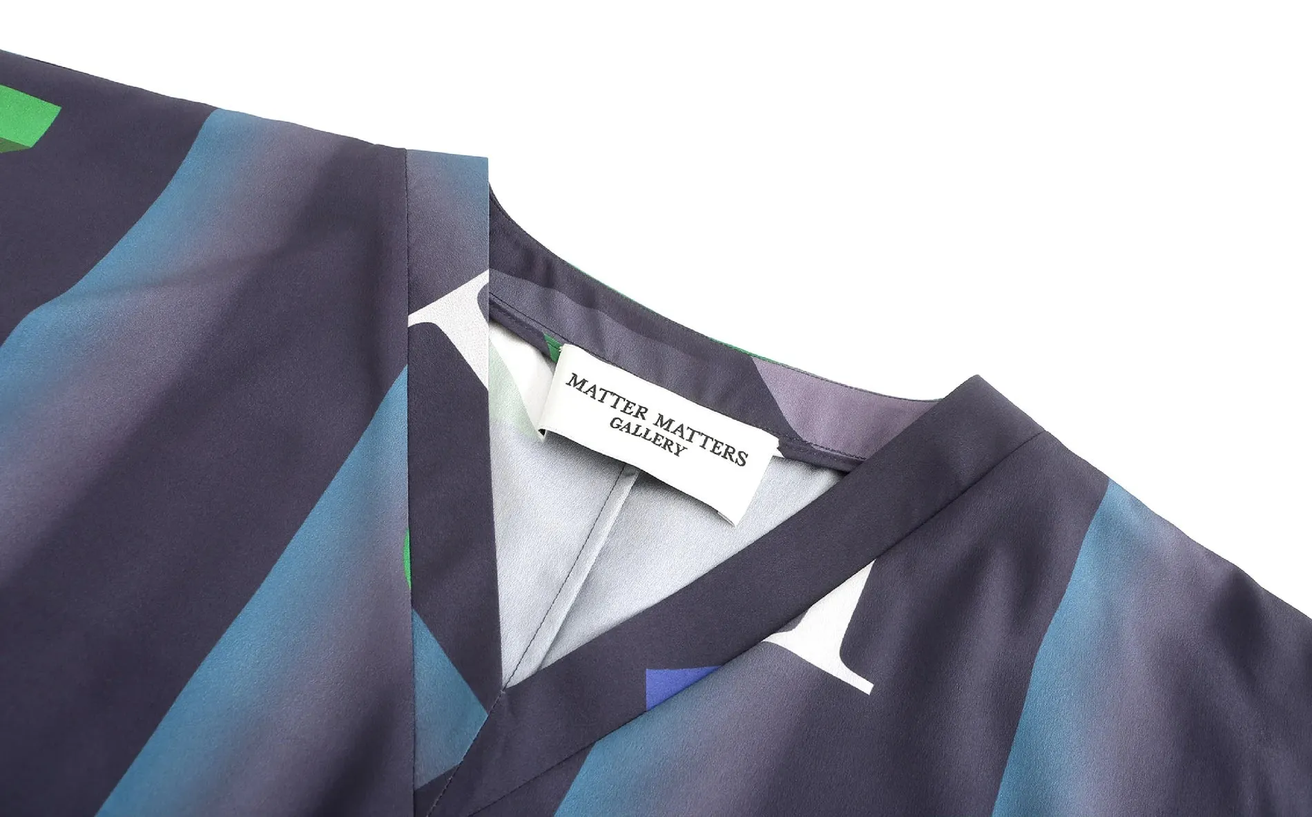 'Moss' / Pattern V-Neck Top • Navy sold by Matter Matters product image thumbnail 4