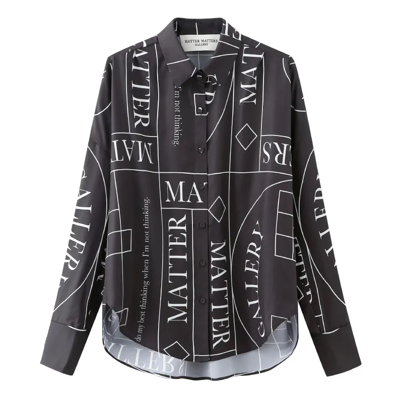 'Not' / Pattern Loose Fit Capri Shirt • Black sold by Matter Matters