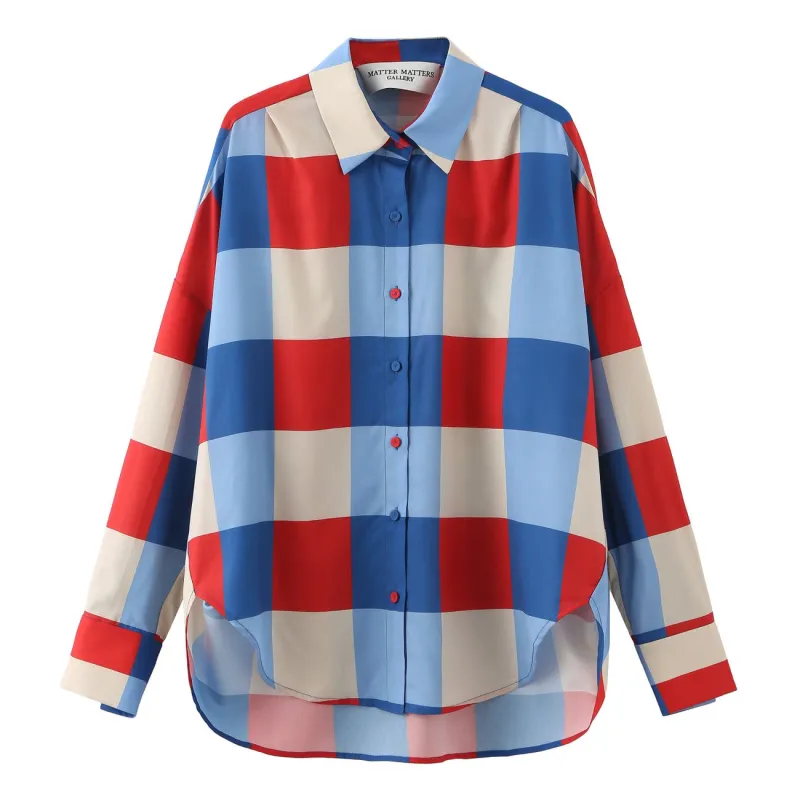 Secka / Checkered Loose Fit Capri Shirt • Red sold by Matter Matters