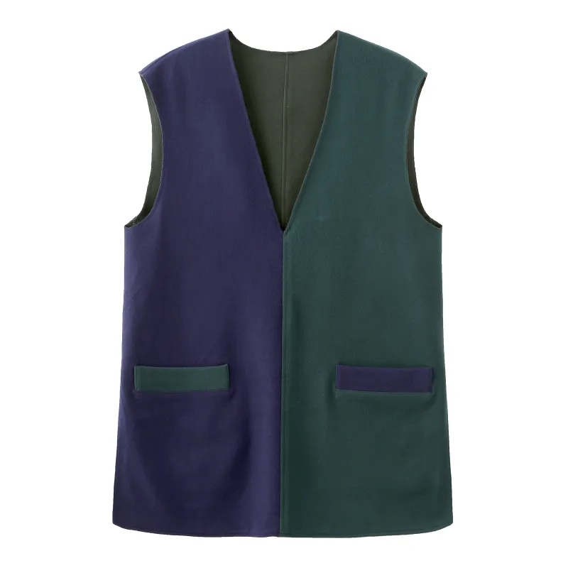 The Reversible / Two-Tone Vest • Blue Green & Olive sold by Matter Matters