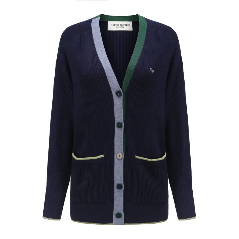 'Nope' / V-Neck Knit Cardigan • Navy made by Matter Matters
