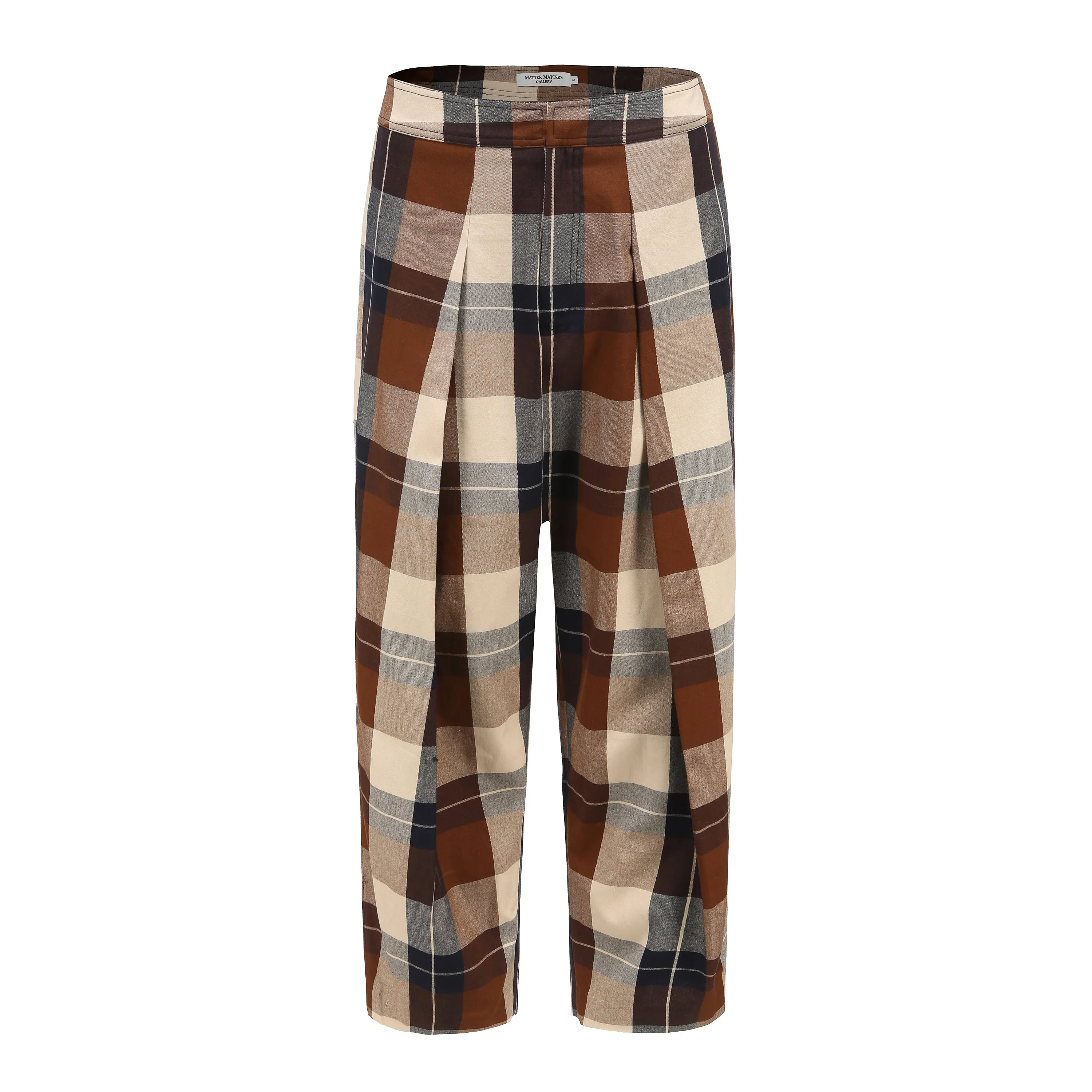 Note to Self / Embroidered Tartan Plaid Pants • Brown sold by Matter Matters