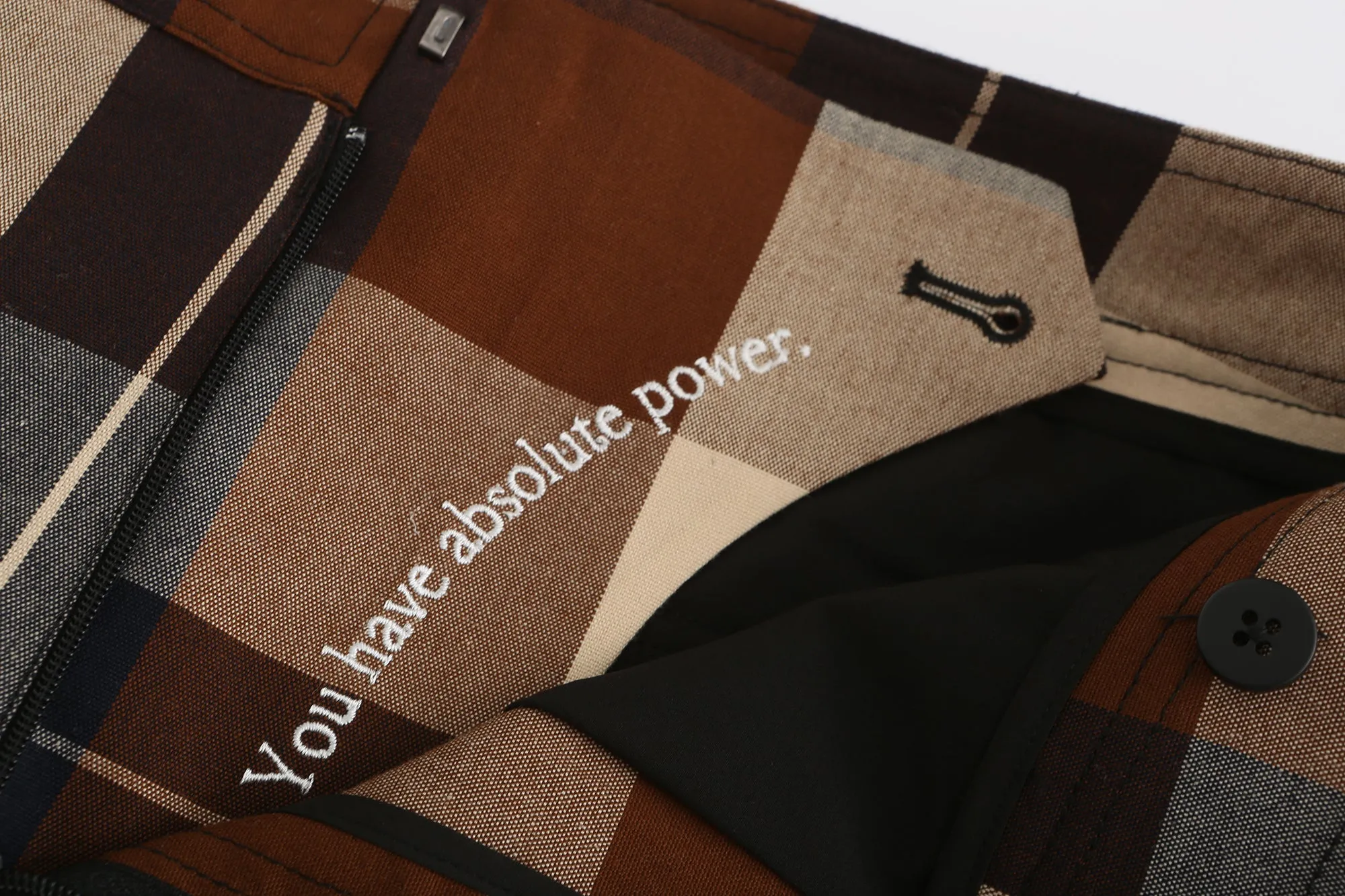 Note to Self / Embroidered Tartan Plaid Pants • Brown sold by Matter Matters product image thumbnail 4