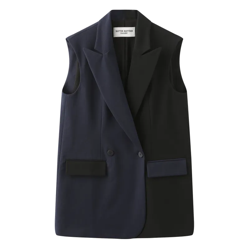 'So,' / Embroidered Two-Tone Suit Vest • Navy & Black made by Matter Matters