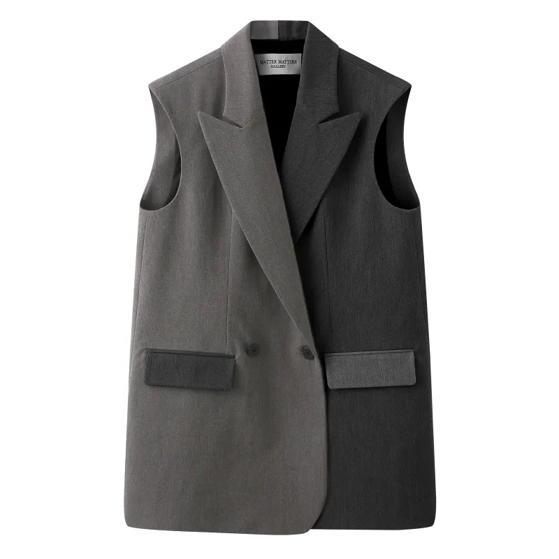 'So,' / Embroidered Two-Tone Suit Vest • Grey Twill sold by Matter Matters