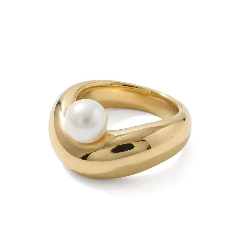 Lucky Oyster Ring • Gold & Faux Pearl sold by Matter Matters