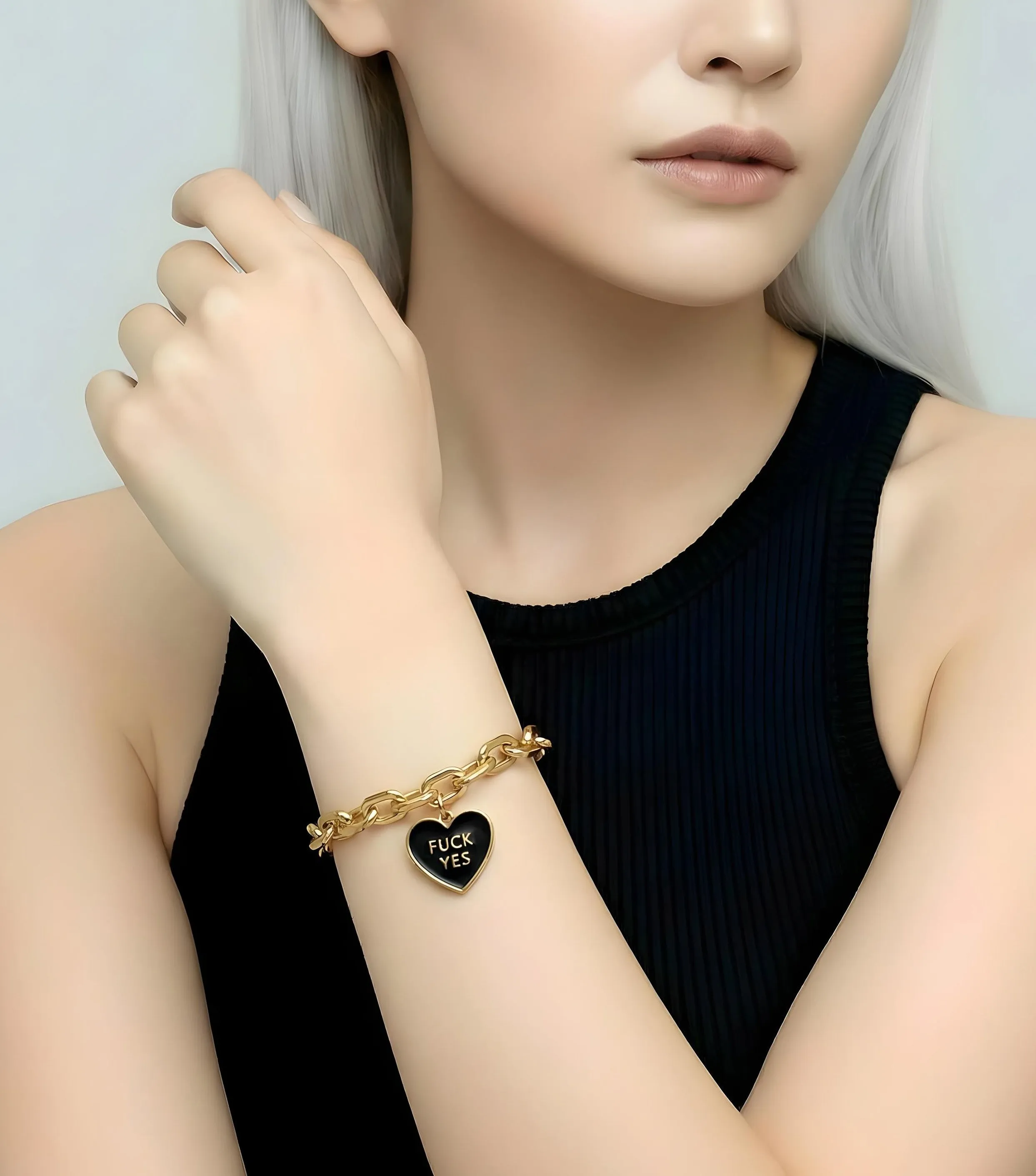 Fuck Yes Bold Chain Bracelet • Black sold by Matter Matters product image thumbnail 2