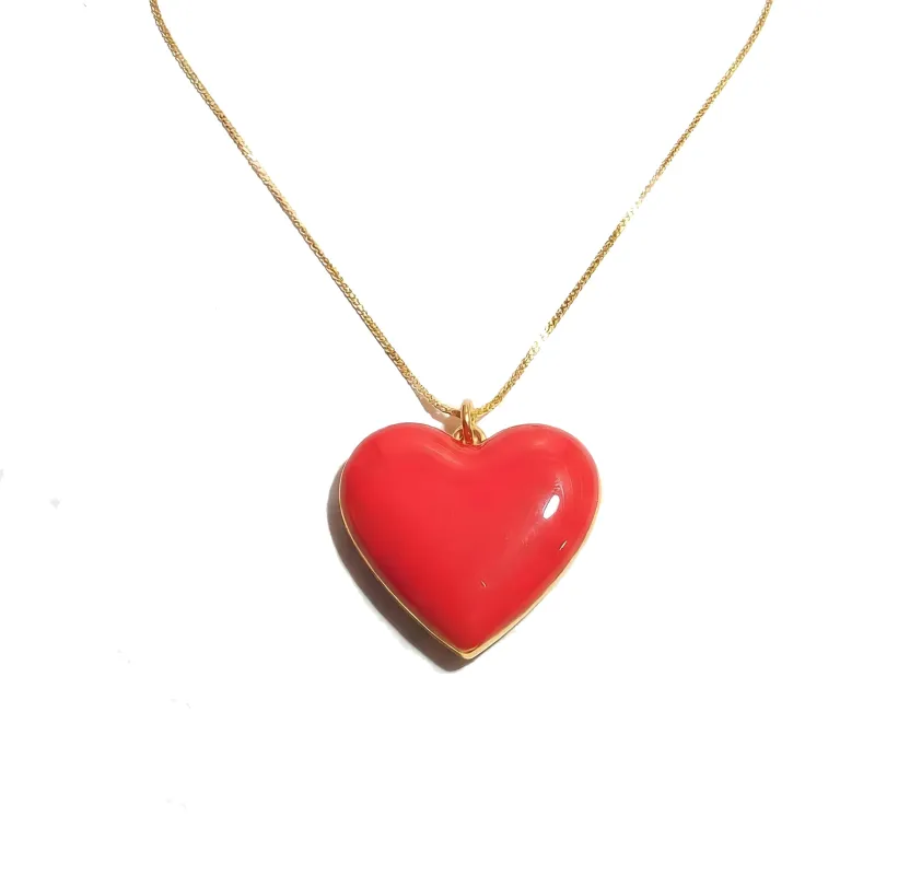 Follow Your Heart Necklace • Red and Black with Fine Cuban Chain made by Matter Matters