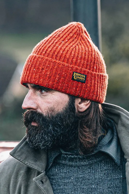 Donegal Wool Beanie - Orange Blaze made by Indigo and Goods