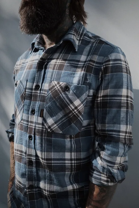 Bronson Shirt- Blue Flannel Check sold by Indigo and Goods