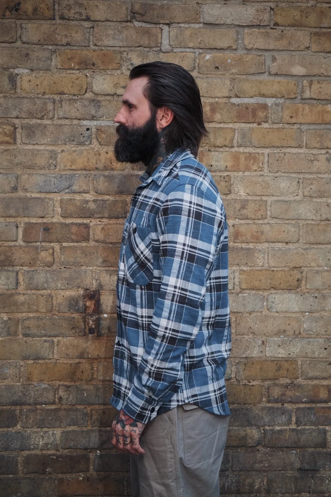 Bronson Shirt- Blue Flannel Check sold by Indigo and Goods product image thumbnail 5