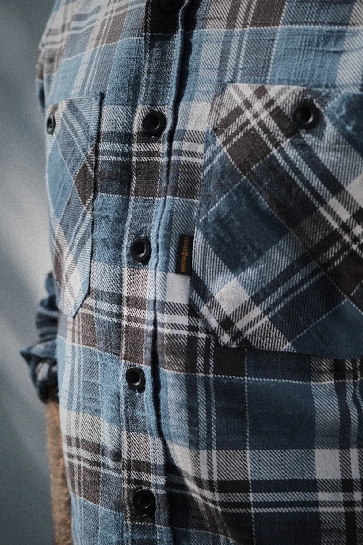 Bronson Shirt- Blue Flannel Check sold by Indigo and Goods product image thumbnail 3
