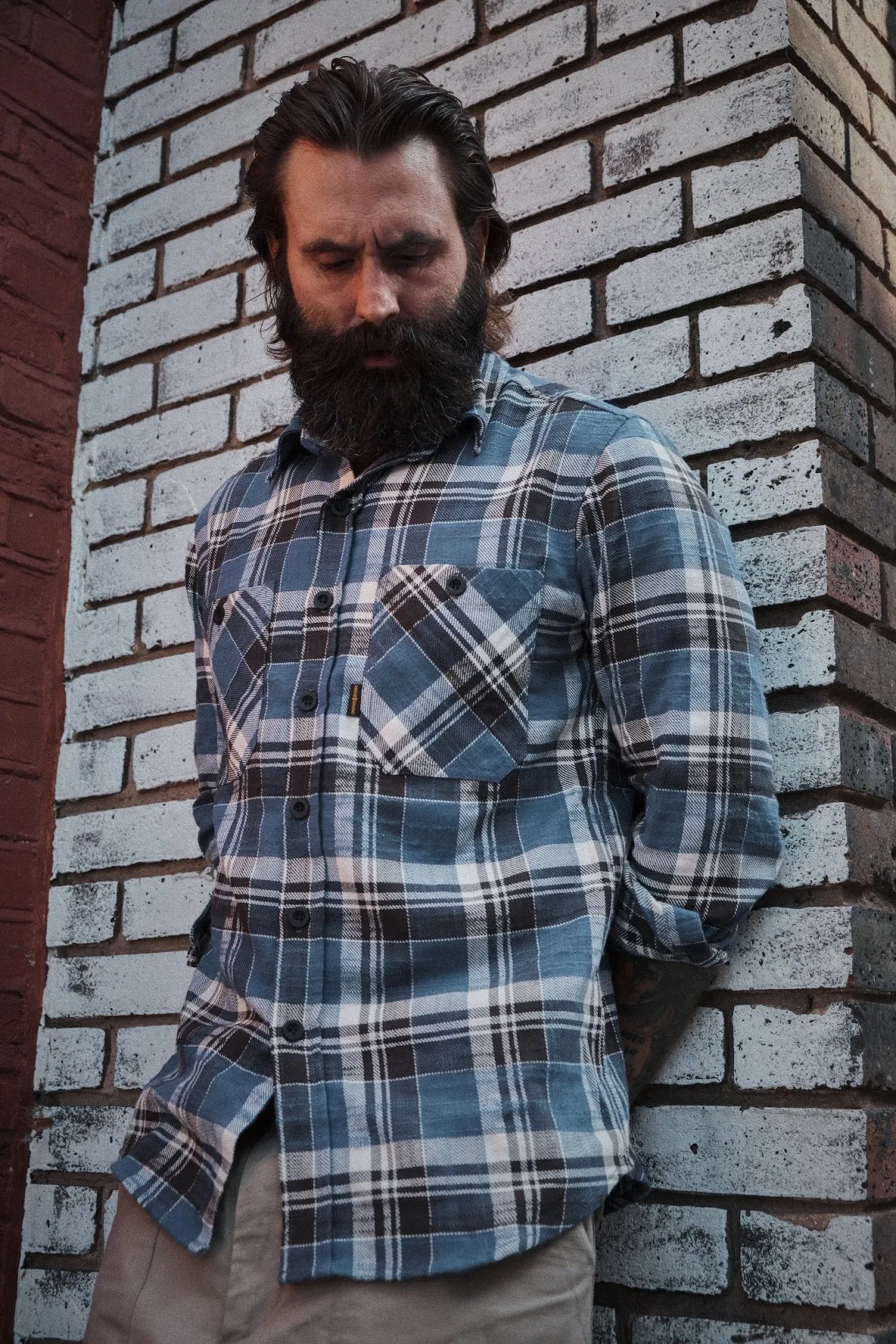 Bronson Shirt- Blue Flannel Check sold by Indigo and Goods product image thumbnail 4