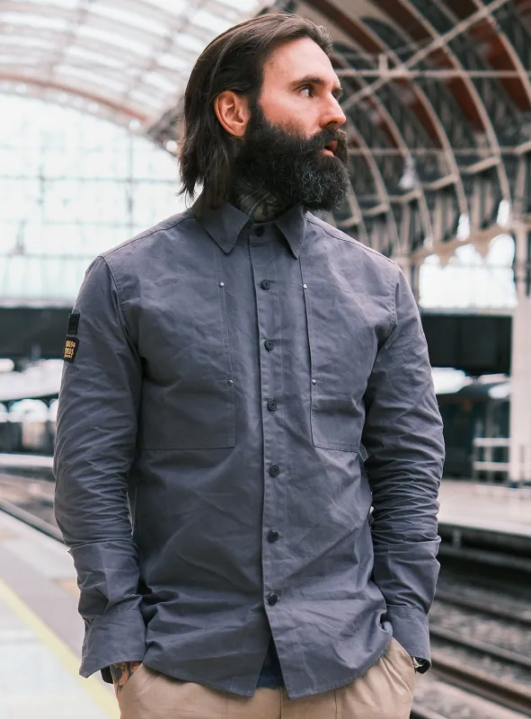 English Terrace Overshirt - HEAVY WEATHERED COTTON - Slate Grey sold by Indigo and Goods