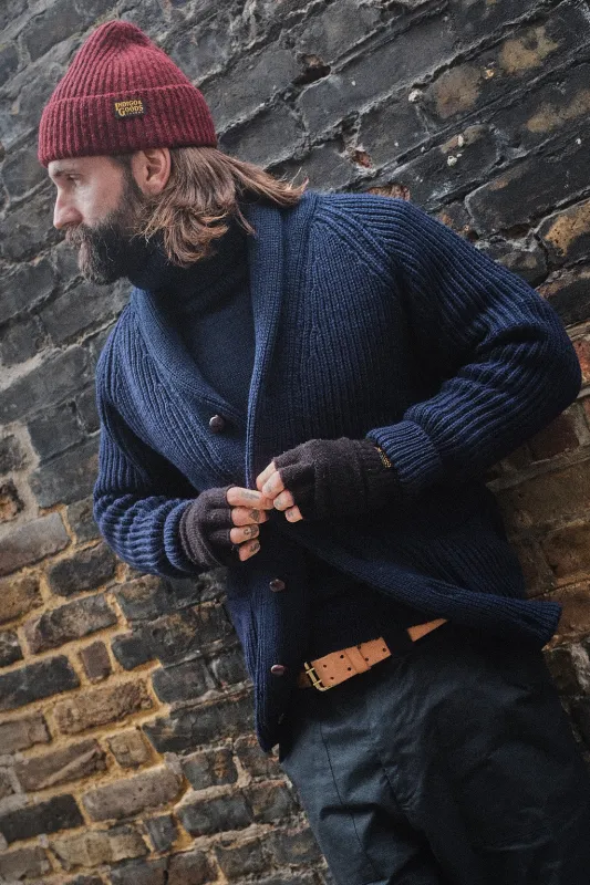 Shawl Collar Cardigan - Navy sold by Indigo and Goods