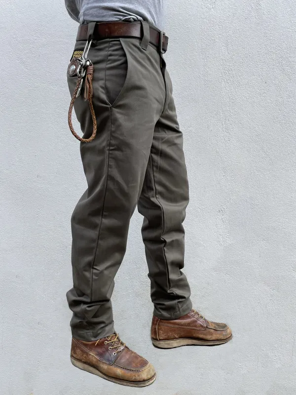English Worker Trouser in Olive Drab Cotton Twill made by Indigo and Goods