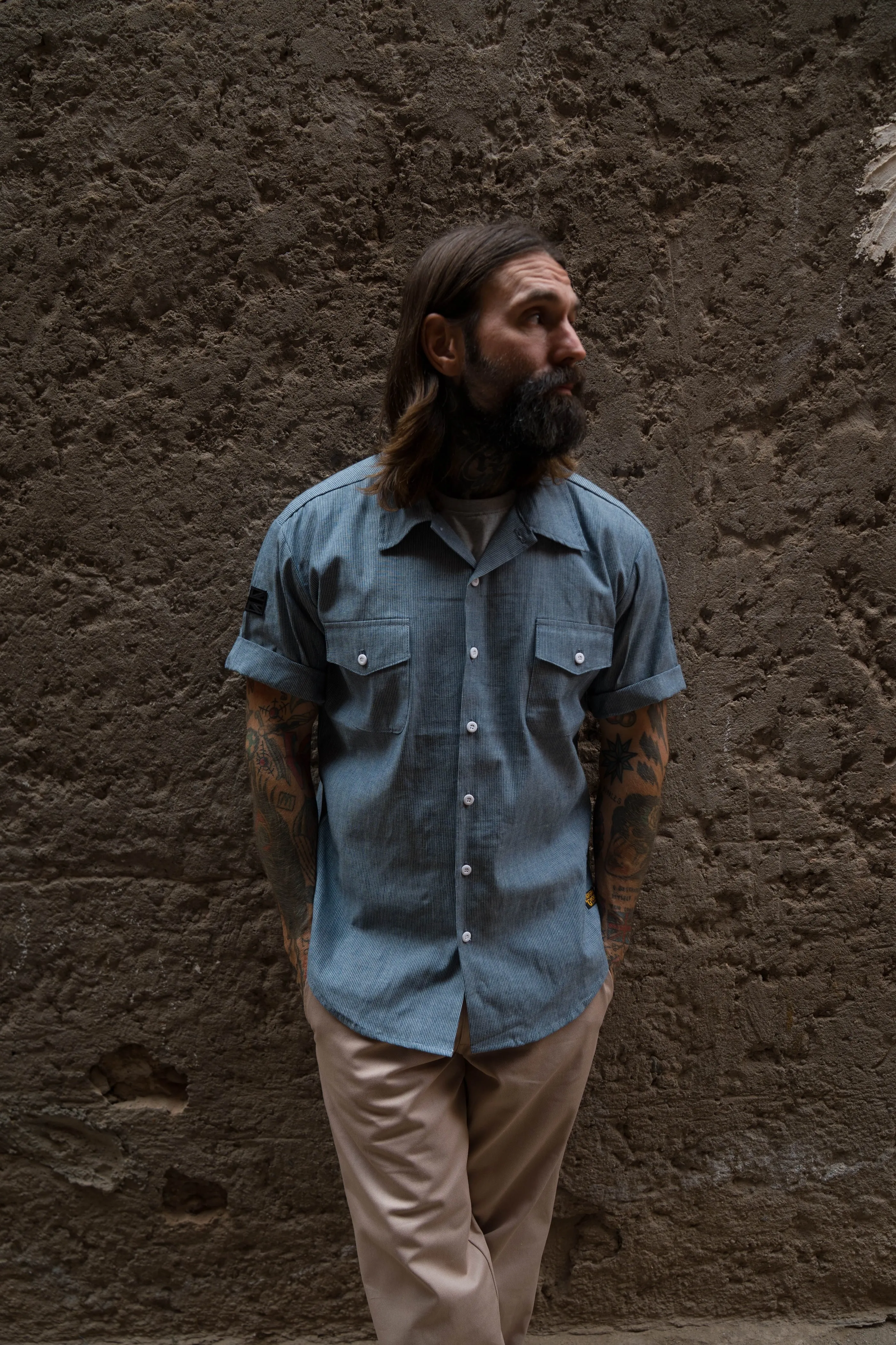 English Prison Patch Shirt - Indigo Stripe sold by Indigo and Goods product image thumbnail 3