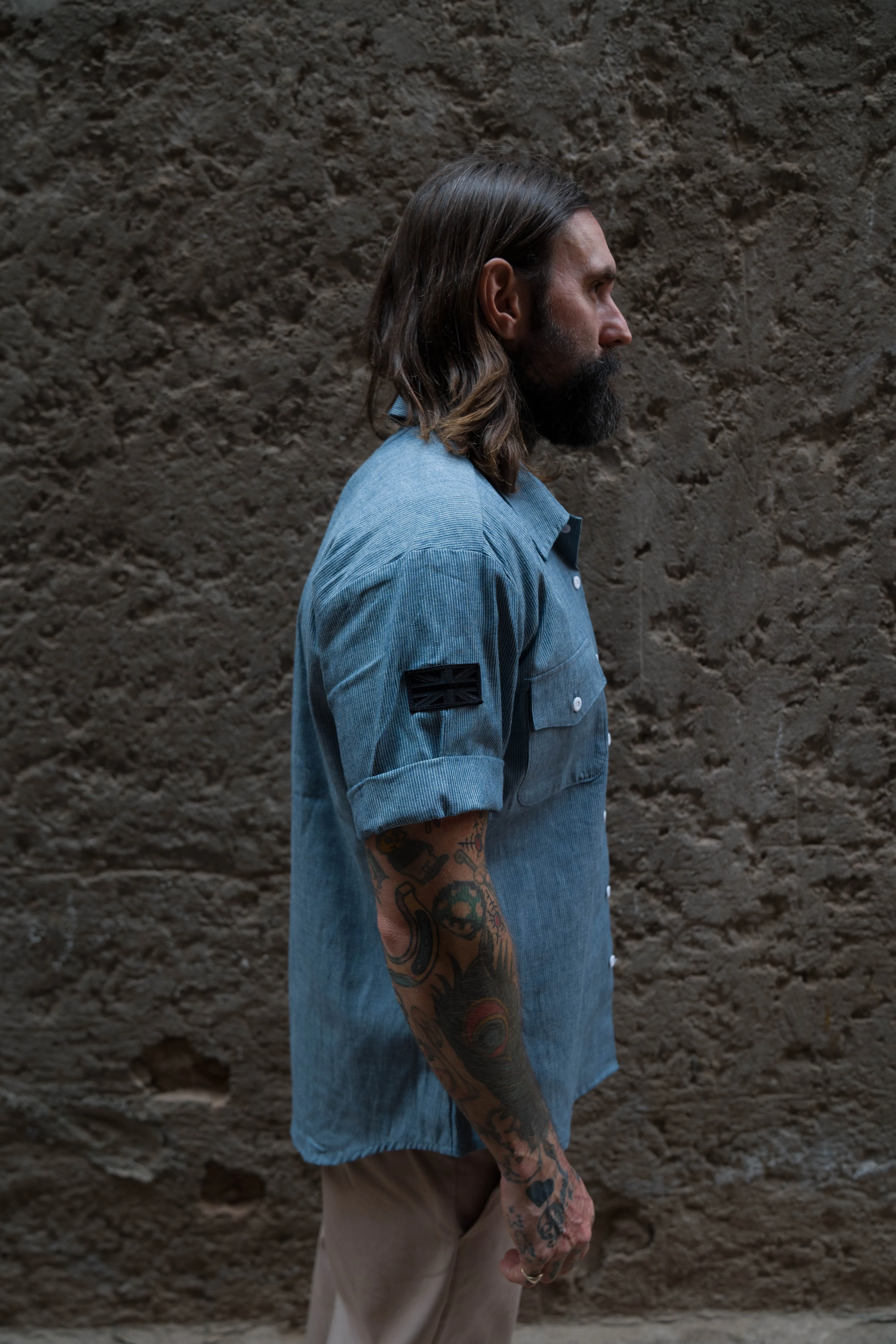 English Prison Patch Shirt - Indigo Stripe sold by Indigo and Goods product image thumbnail 4