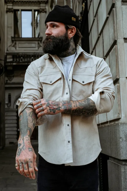 Western Shirt - Heavy Corduroy - Stone made by Indigo and Goods
