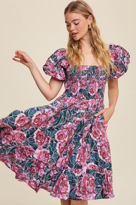 Painted Peony Midi Dress sold by Vinnie Louise product image thumbnail 3