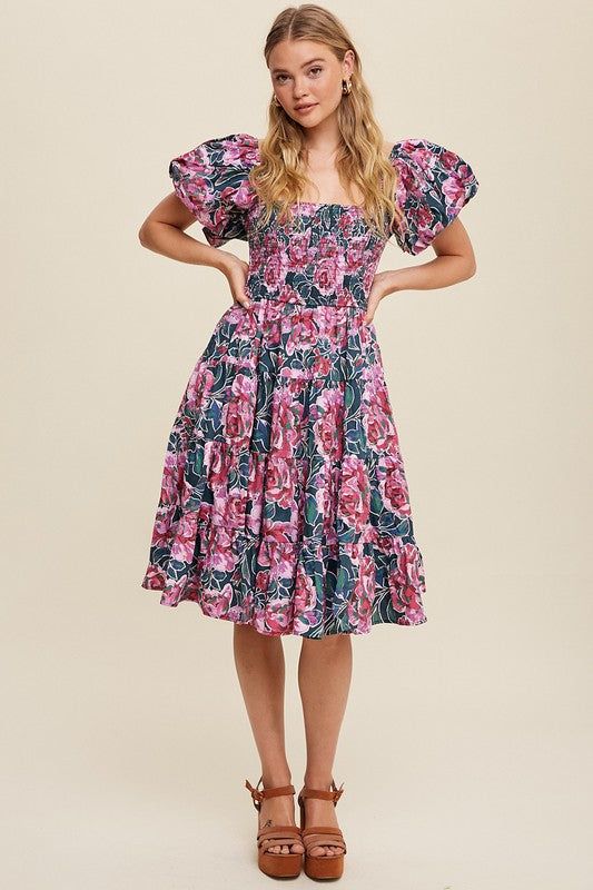 Painted Peony Midi Dress sold by Vinnie Louise product image thumbnail 4