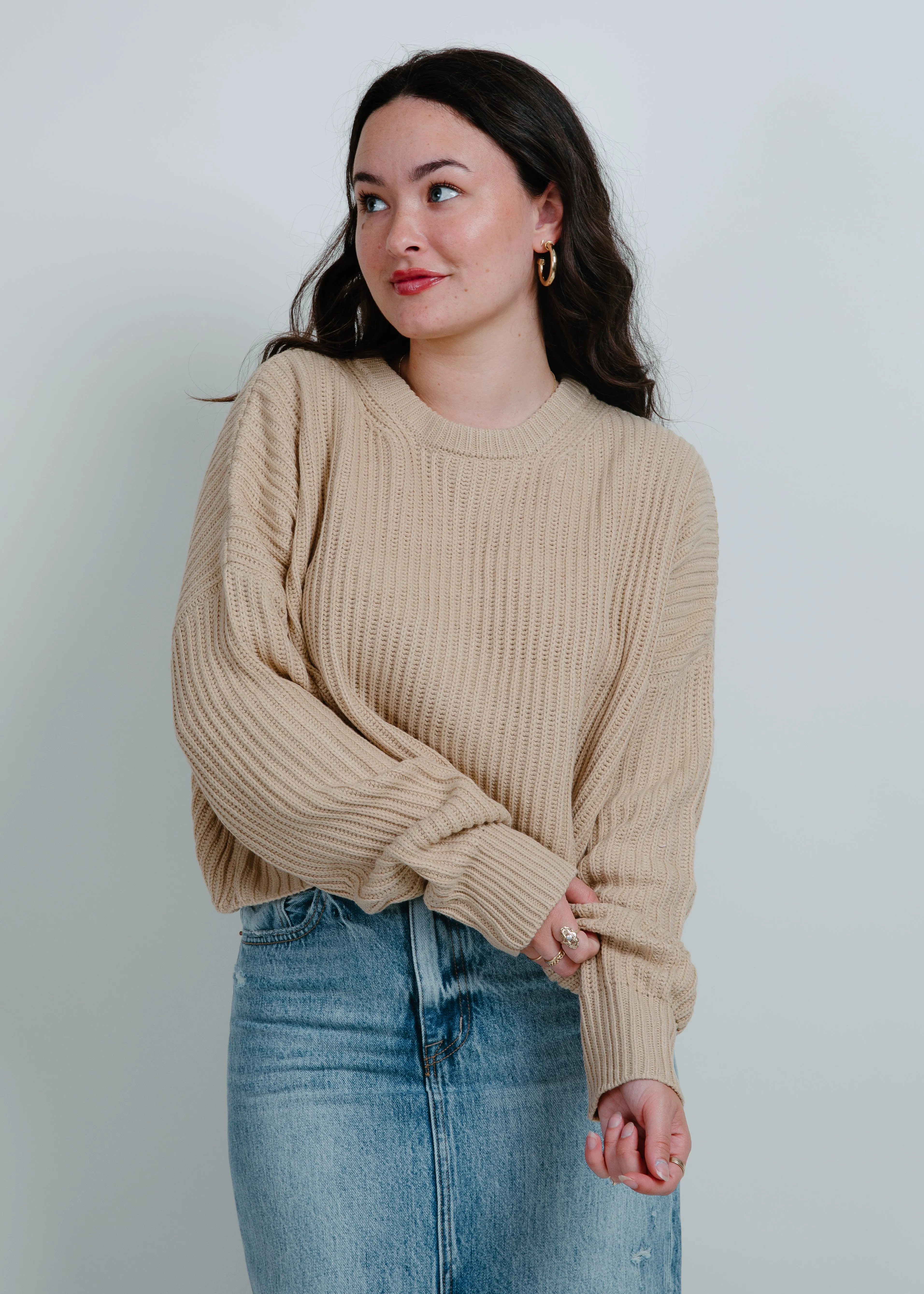 Sweet Ribbed Cropped Sweater - Cream sold by Vinnie Louise