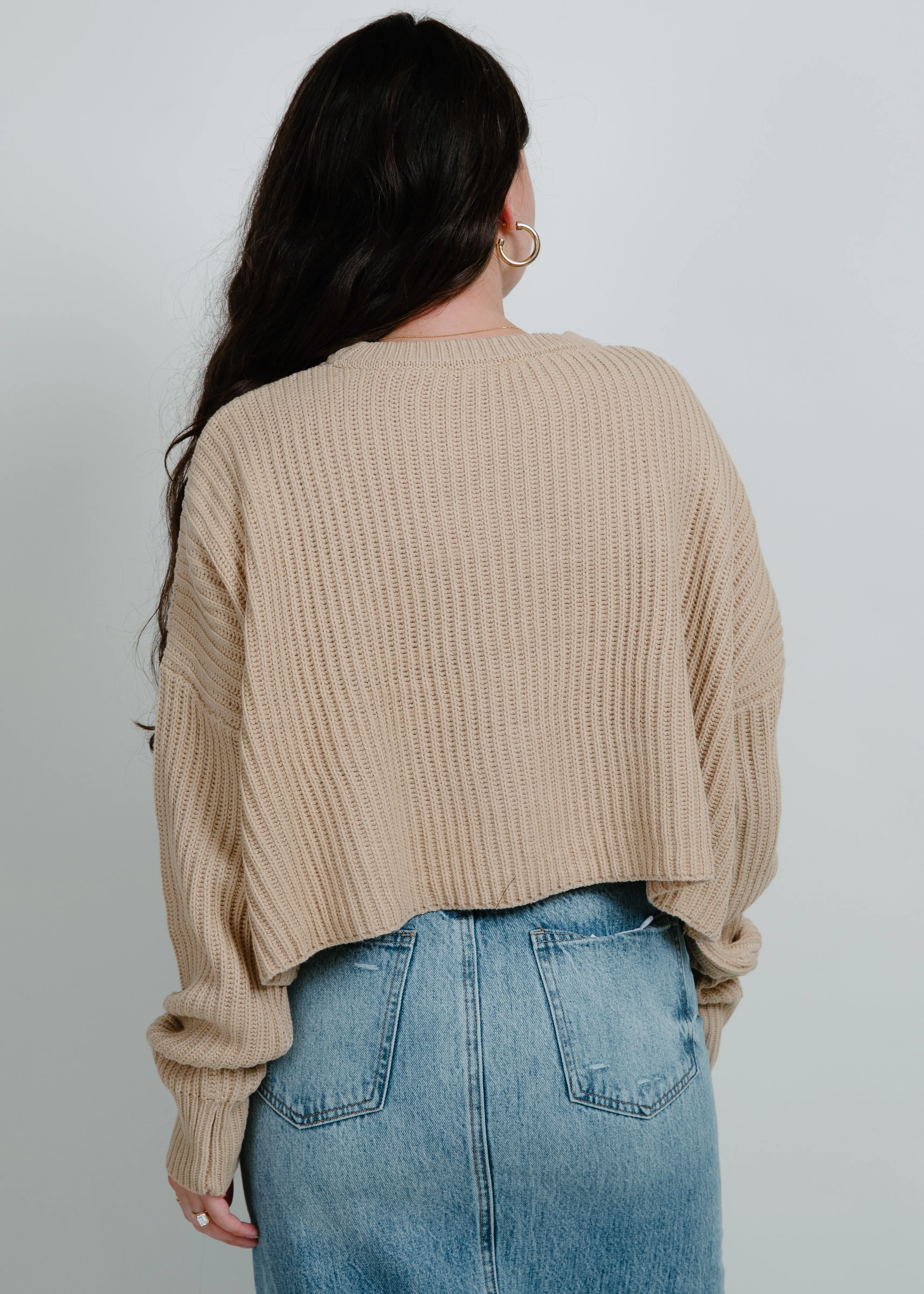 Sweet Ribbed Cropped Sweater - Cream sold by Vinnie Louise product image thumbnail 3