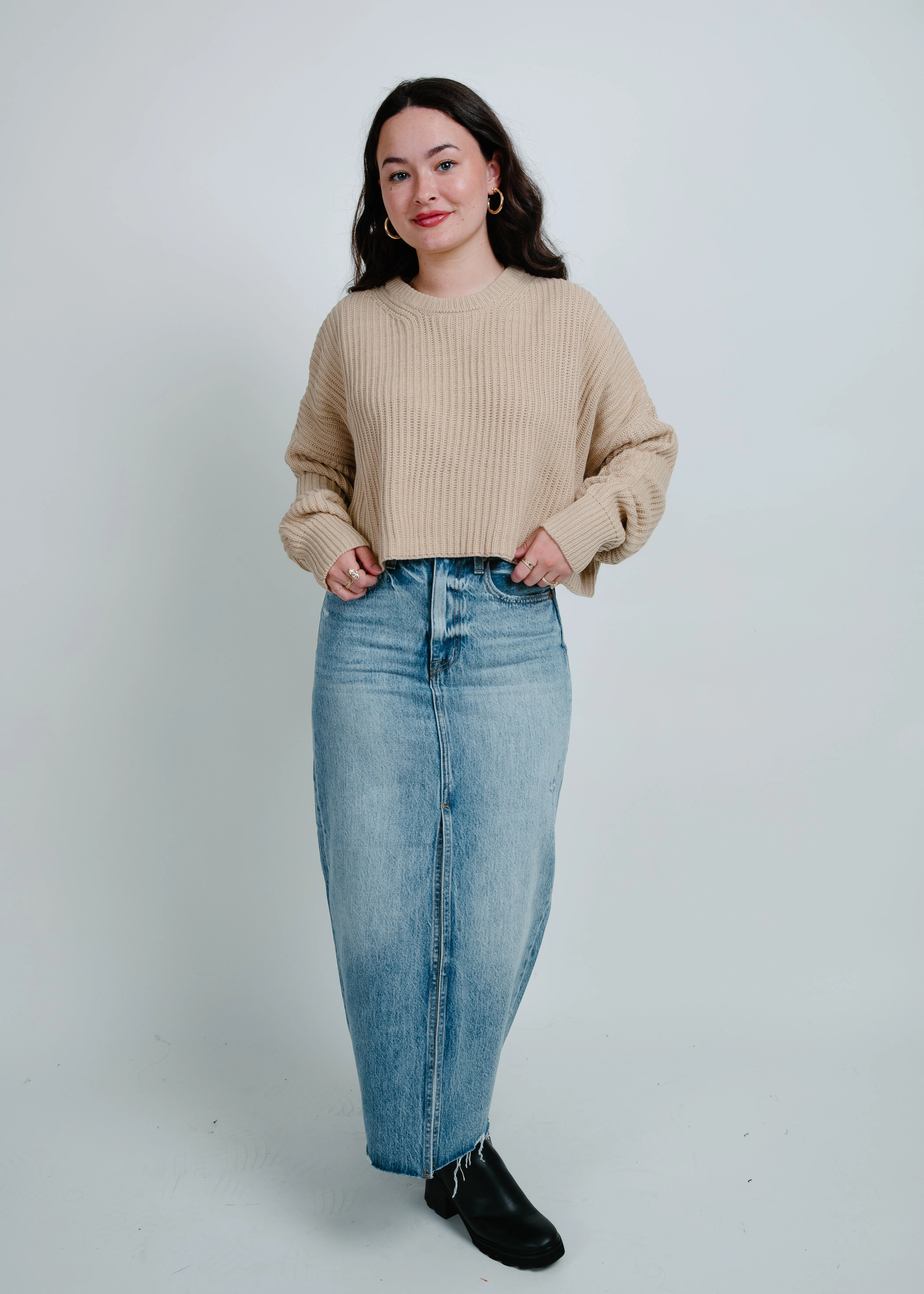 Sweet Ribbed Cropped Sweater - Cream sold by Vinnie Louise product image thumbnail 4