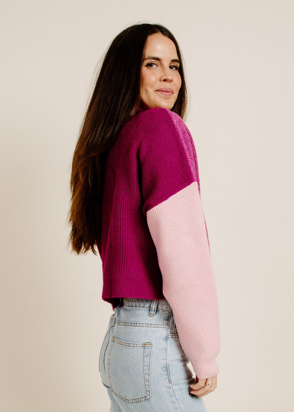 Carli Colorblock Sweater - Magenta sold by Vinnie Louise product image thumbnail 2