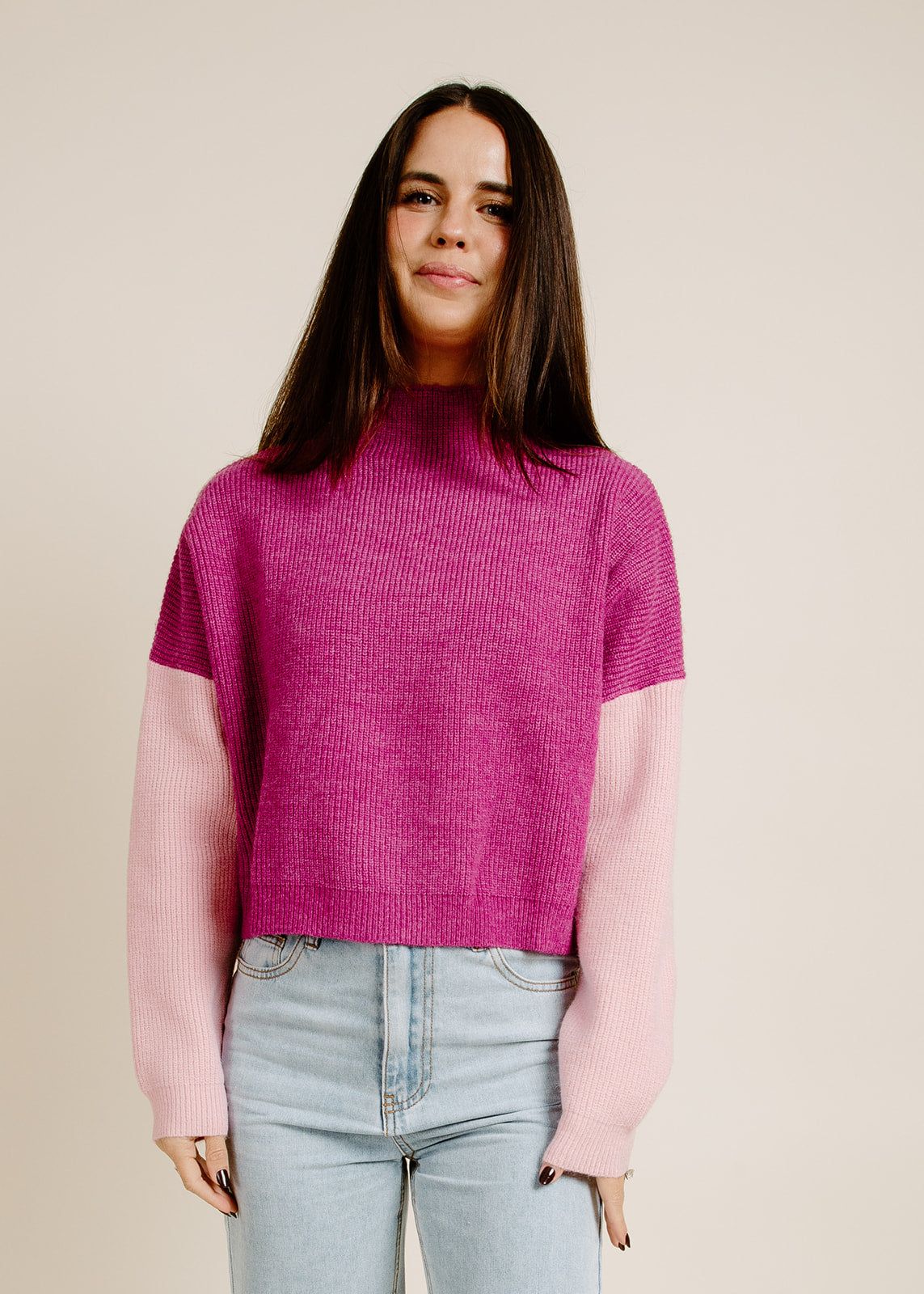 Carli Colorblock Sweater - Magenta sold by Vinnie Louise product image thumbnail 3