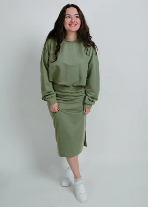 French Terry Midi Skirt - Pistachio sold by Vinnie Louise