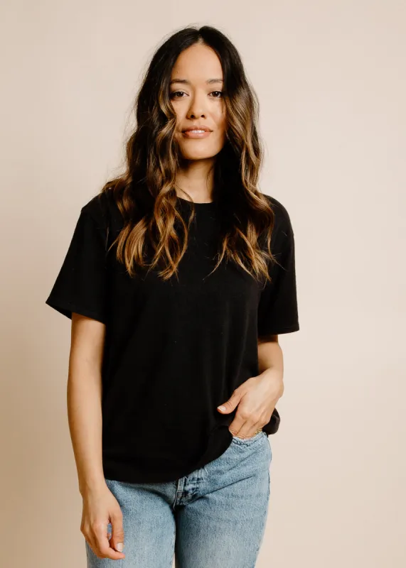 Palmer Hemp Boxy Tee - Black Stone sold by Vinnie Louise