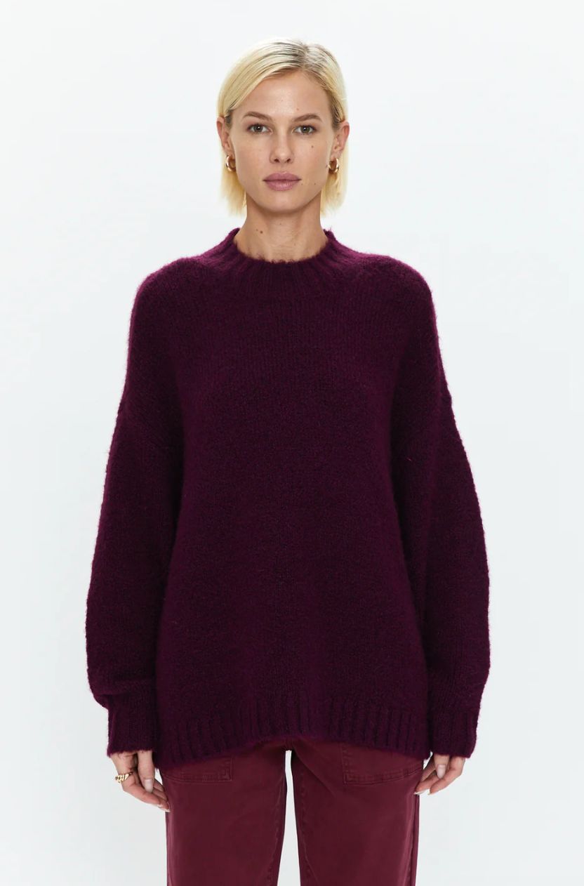 Carlen Mock Neck Sweater- Aubergine sold by Vinnie Louise