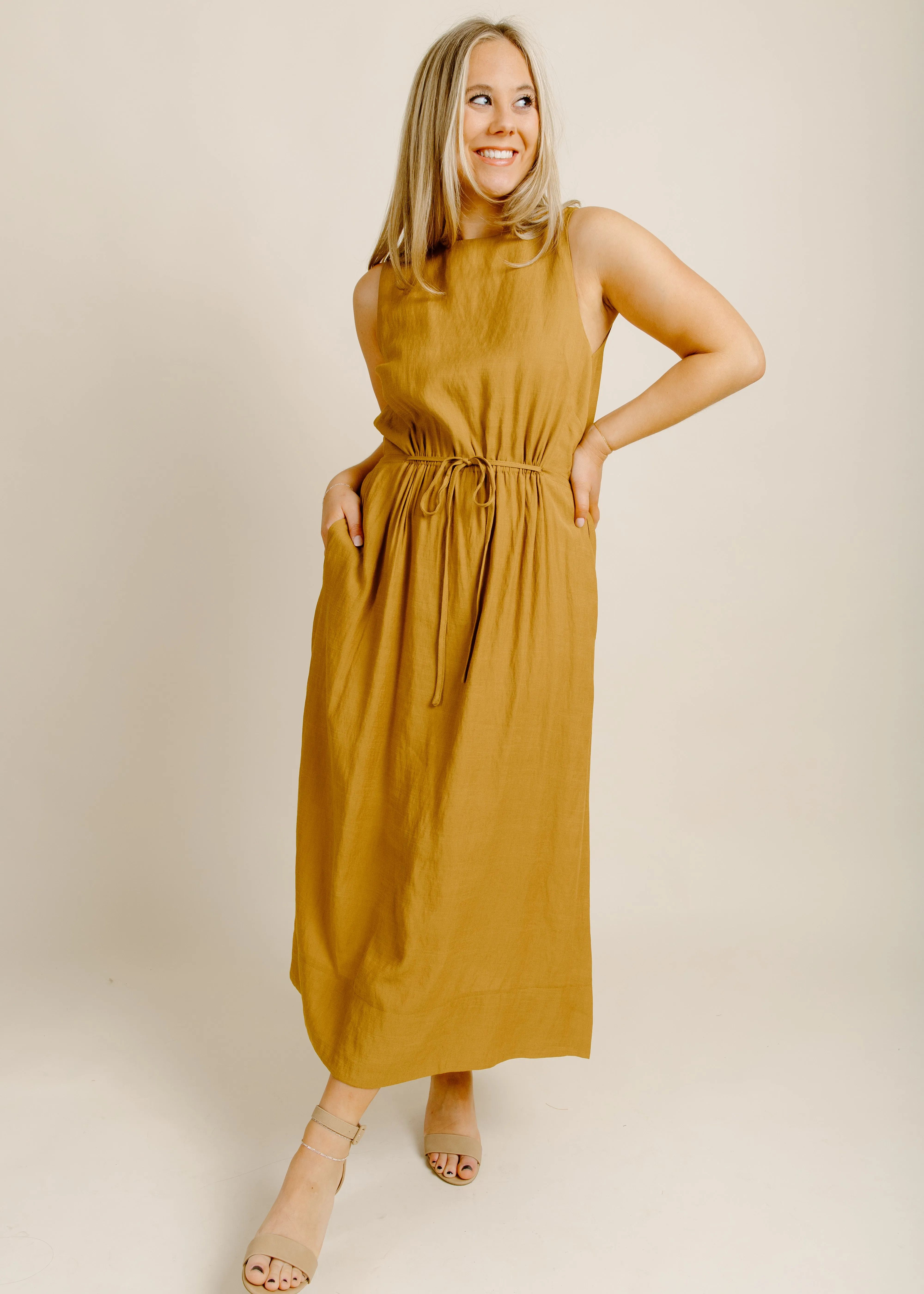 Golden Rays Midi Dress sold by Vinnie Louise