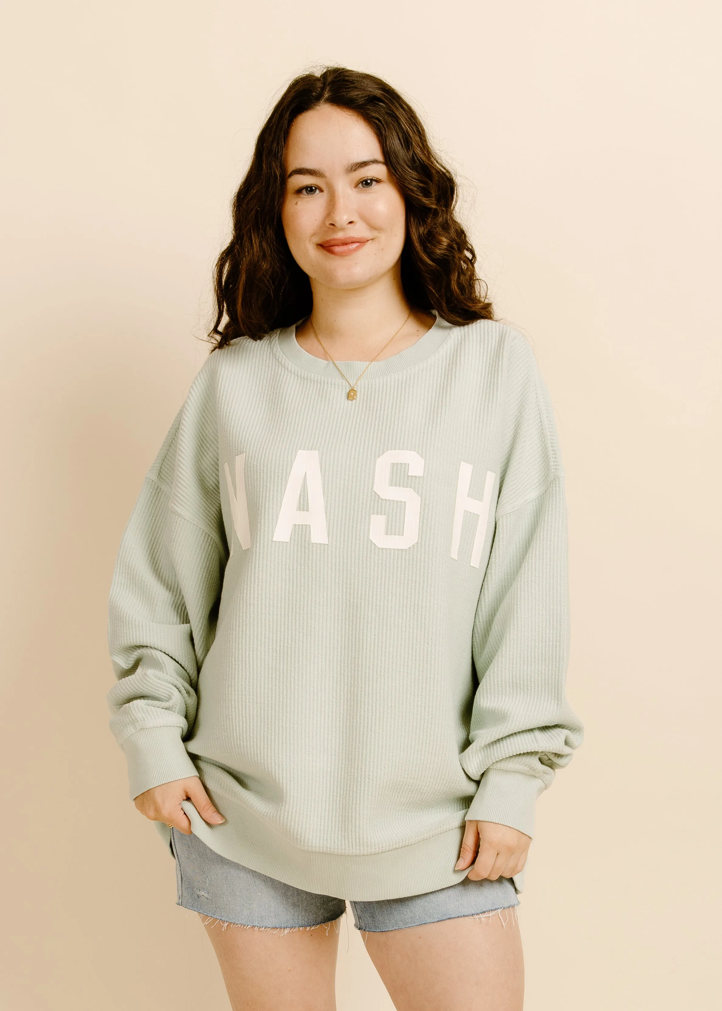NASH Cozy Corded Crewneck - Surf Spray sold by Vinnie Louise