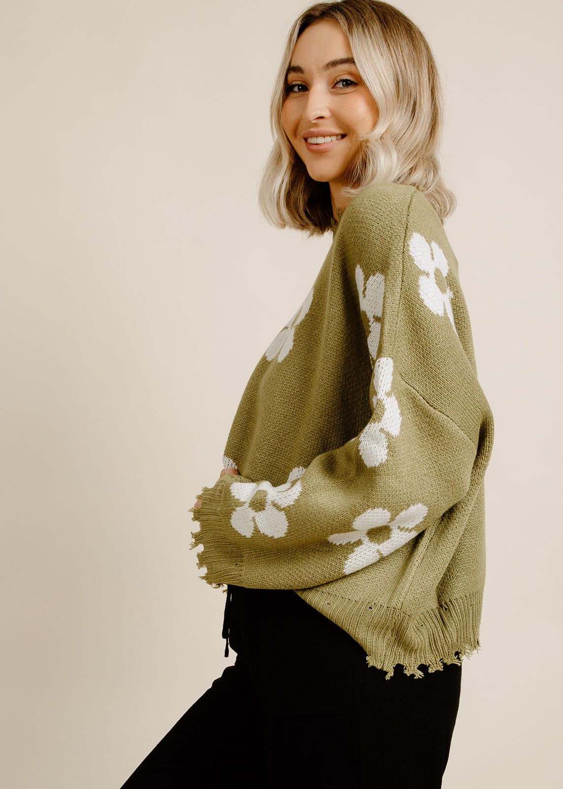 Flower Power Sweater - Olive sold by Vinnie Louise product image thumbnail 5