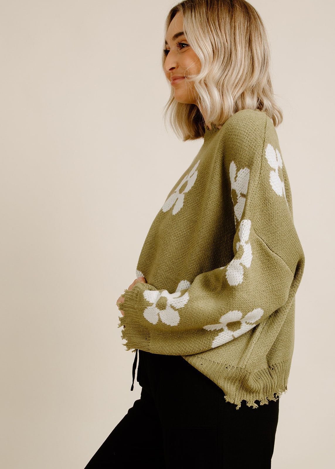 Flower Power Sweater - Olive sold by Vinnie Louise product image thumbnail 4