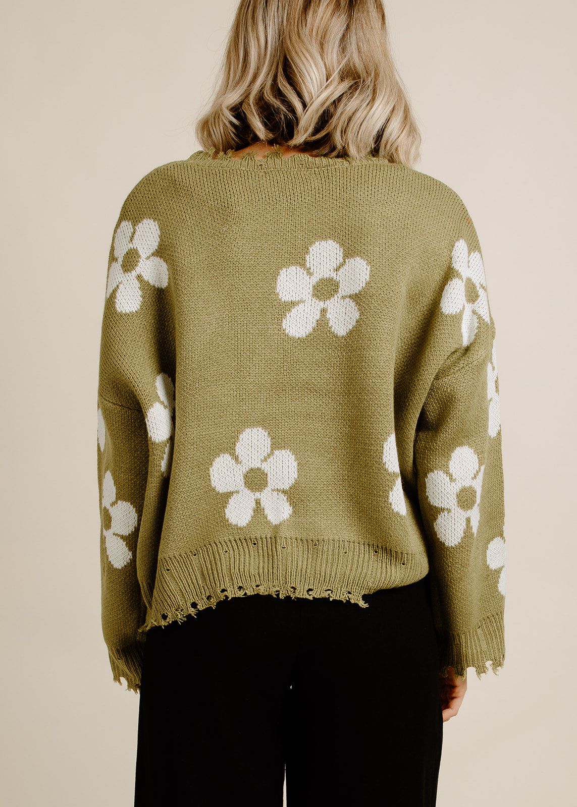 Flower Power Sweater - Olive sold by Vinnie Louise product image thumbnail 6
