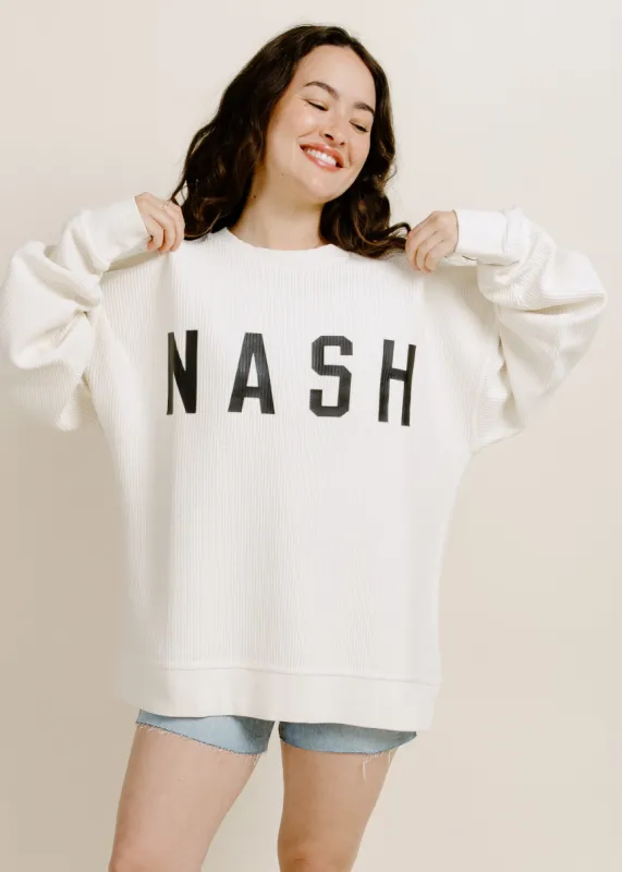 NASH Cozy Corded Crewneck - Cream sold by Vinnie Louise