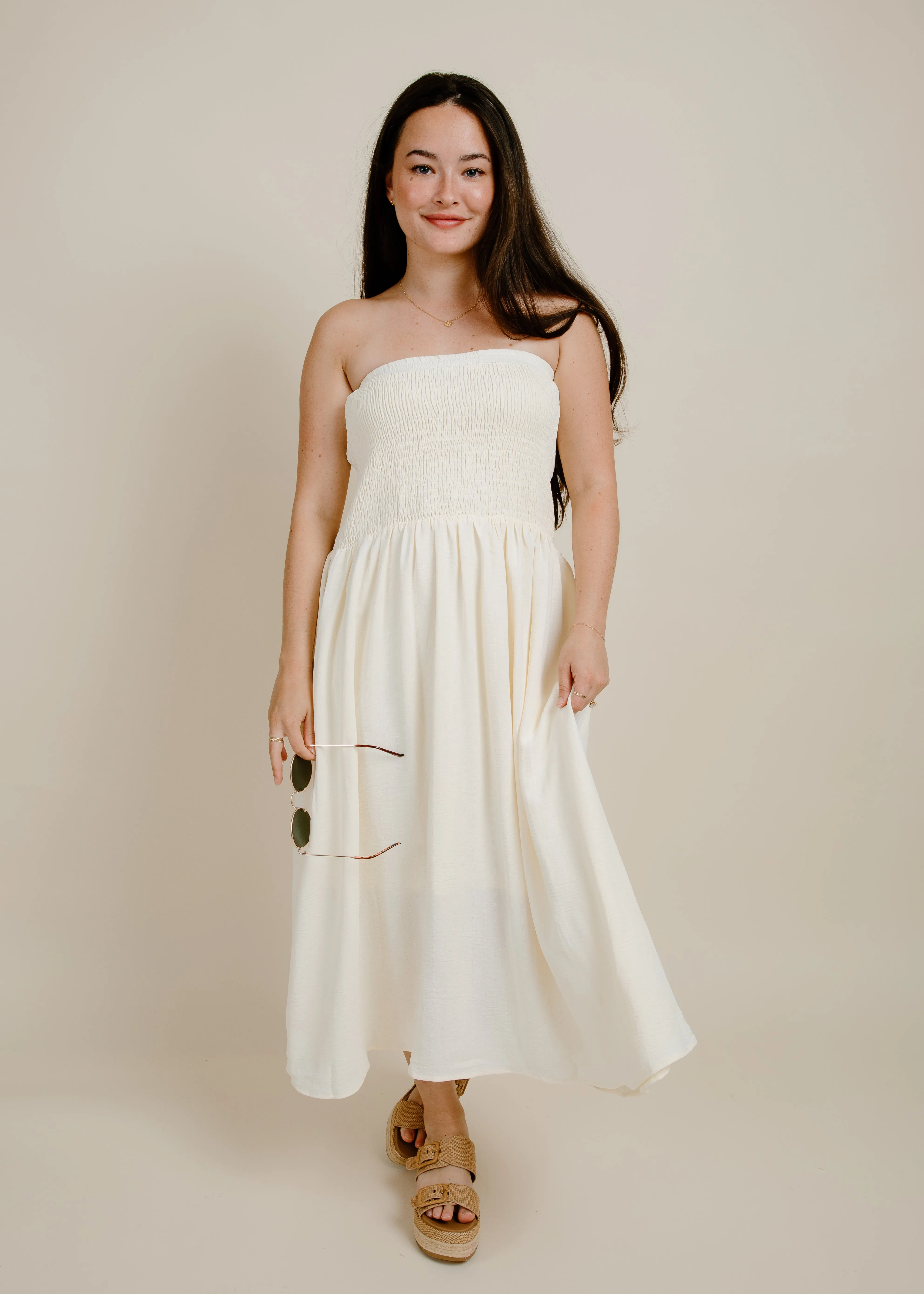 A Vacay Day Midi Dress - Cream sold by Vinnie Louise