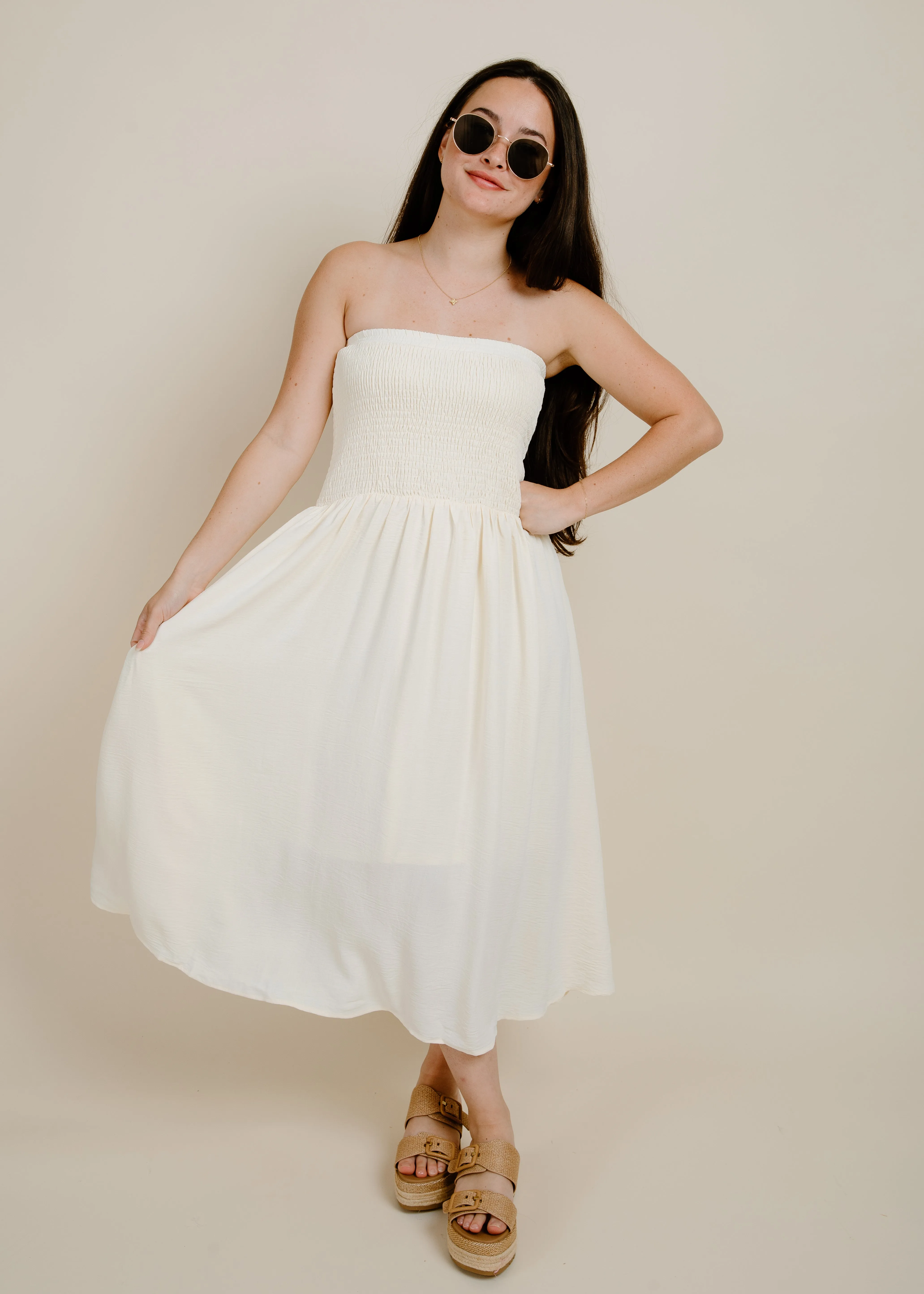 A Vacay Day Midi Dress - Cream sold by Vinnie Louise product image thumbnail 4