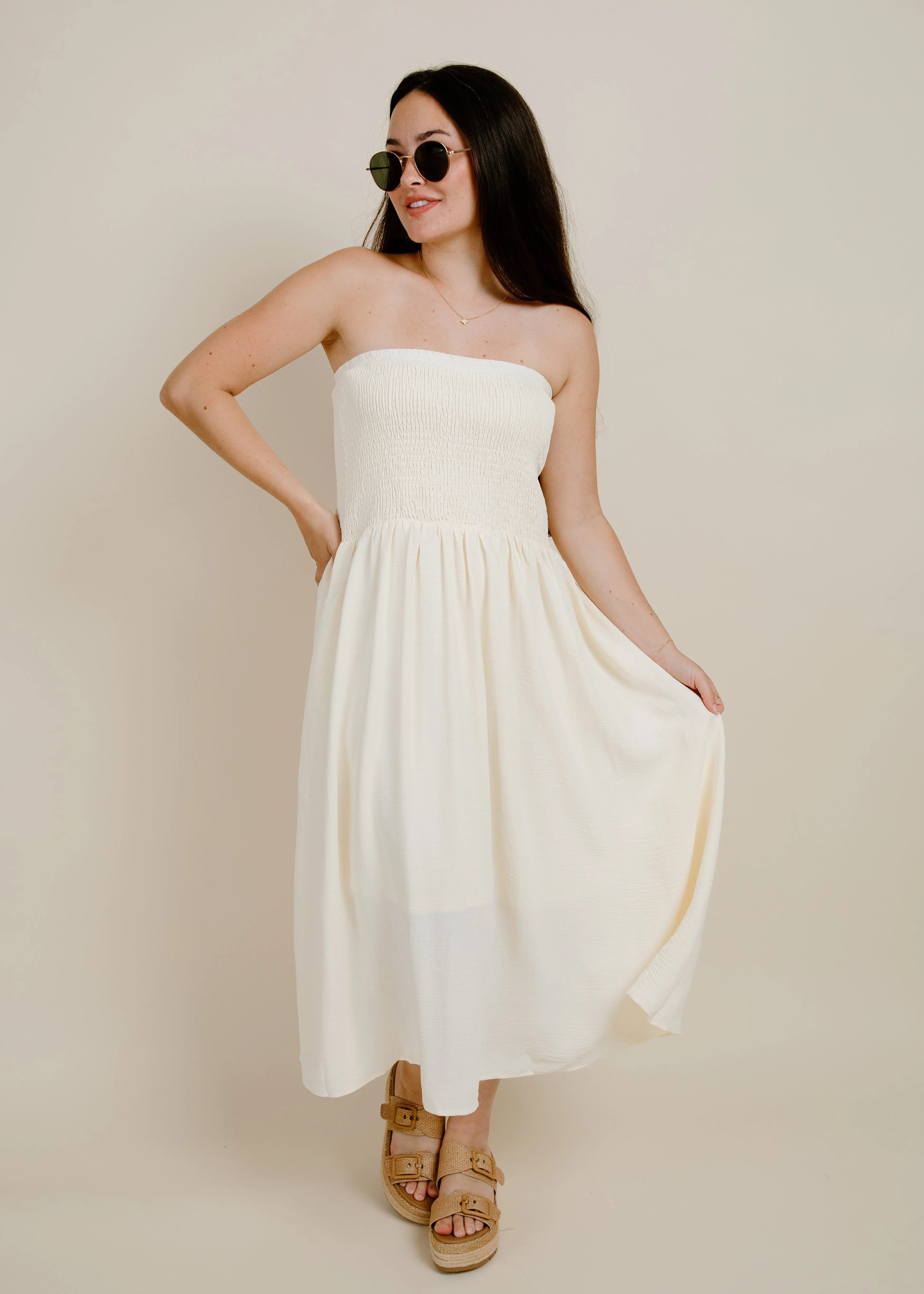 A Vacay Day Midi Dress - Cream sold by Vinnie Louise product image thumbnail 5