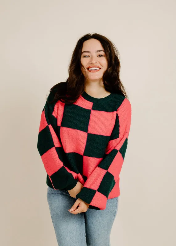 Leonora Pullover - Green Pink sold by Vinnie Louise