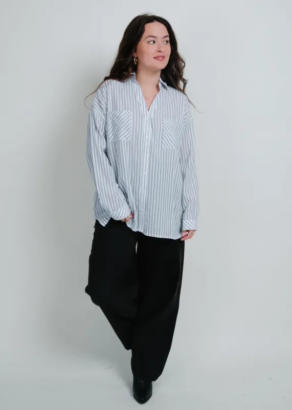 Carson Striped Button Down - Grey sold by Vinnie Louise