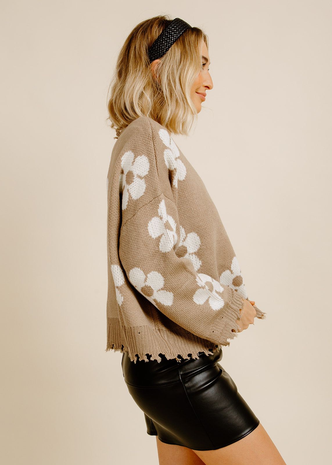 Flower Power Sweater - Taupe sold by Vinnie Louise product image thumbnail 3