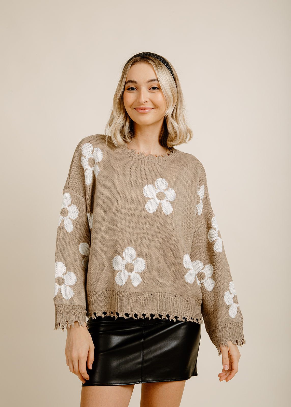 Flower Power Sweater - Taupe sold by Vinnie Louise product image thumbnail 2