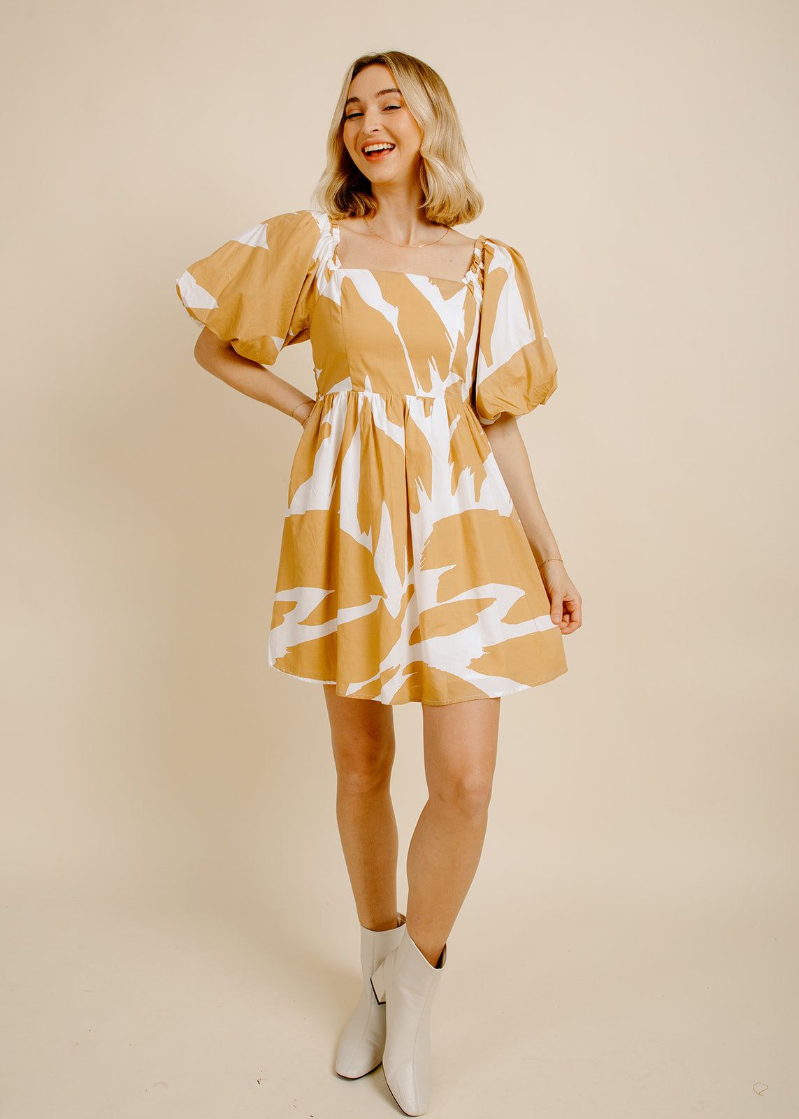Hazel Mini Dress - Camel sold by Vinnie Louise