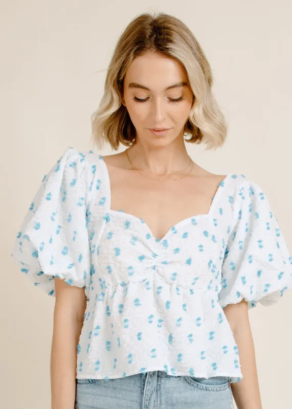 Allison Top - White/Blue sold by Vinnie Louise