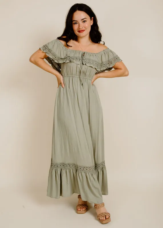 Arianna Midi Dress - Light Olive sold by Vinnie Louise